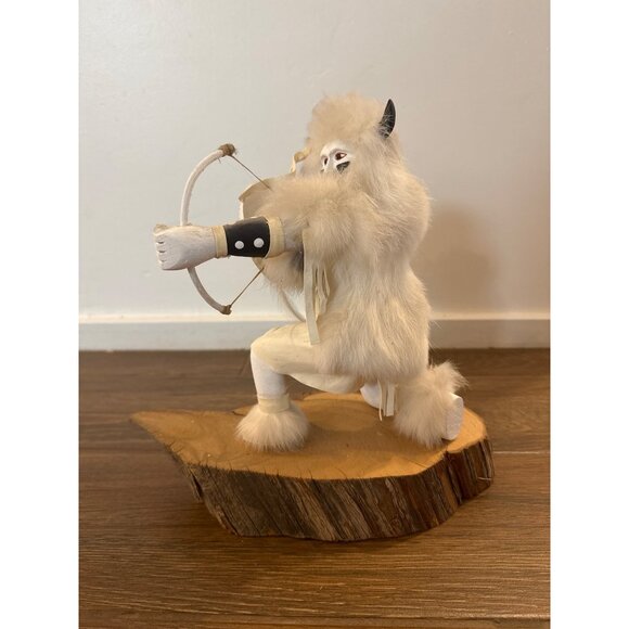 Vintage Vera Hudson Kachina Buffalo Warrior Handcrafted Figurine Sculpture White - Picture 2 of 12